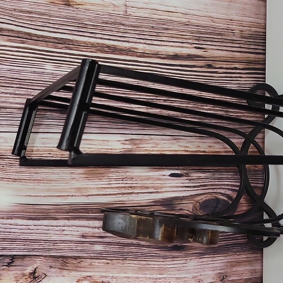 VTG Handcarved Wooden Fleur-de-lis Cast Iron decorative Towel Display Stand Rack - Picture 7 of 11